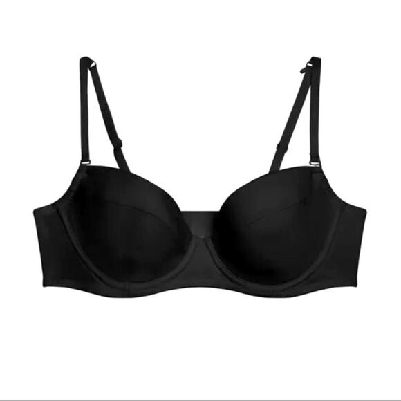 The Kit Undergarments Moulded Black Balconette Bra Size 34 B in Onyx with Bag - Picture 1 of 9